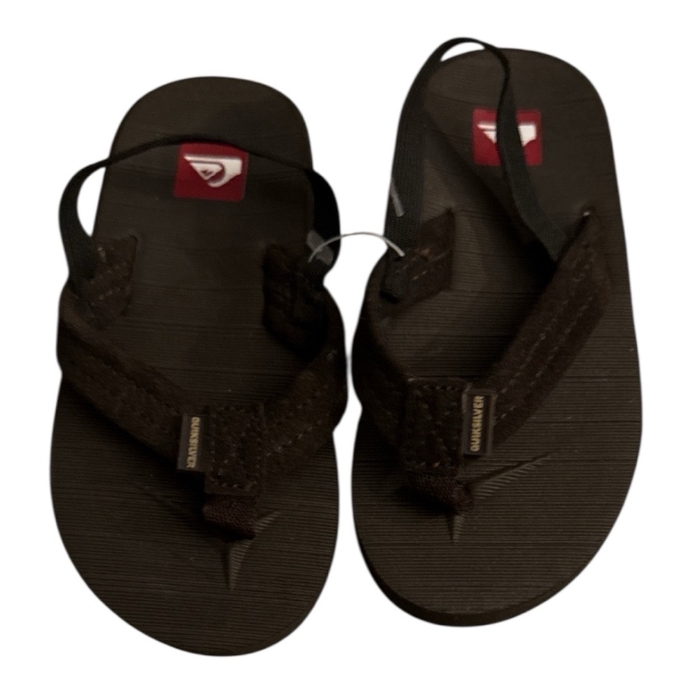 Quiksilver Dark Brown Kids Flip Flops Size 8 Toddler Boy  Beach Swim Sandal